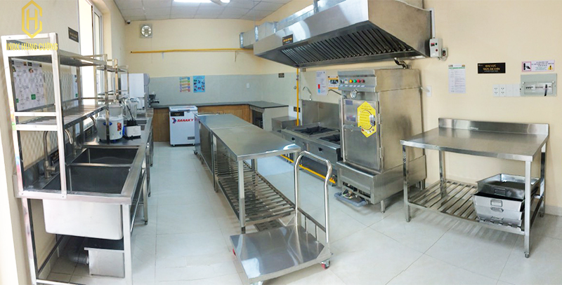 Hệ thống bếp trường học được Inox Hùng Cường tư vấn thiết kế và thi công hoàn thiện